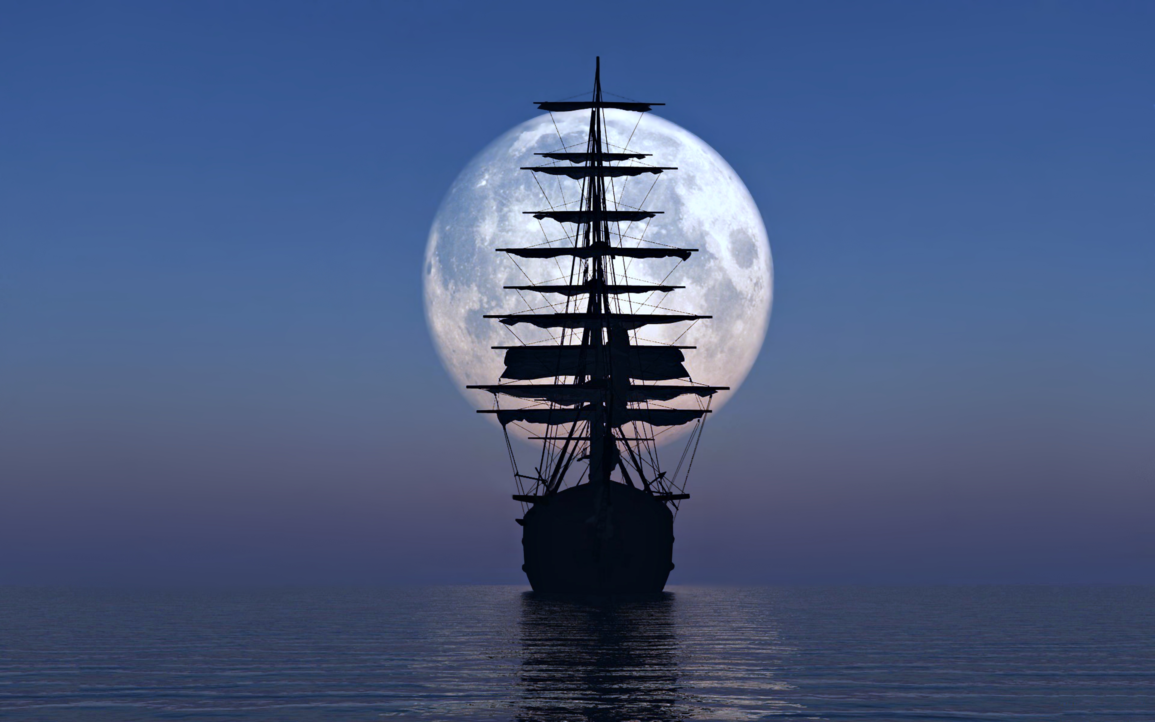 Ảnh nền thuyền buồm với ánh trăng